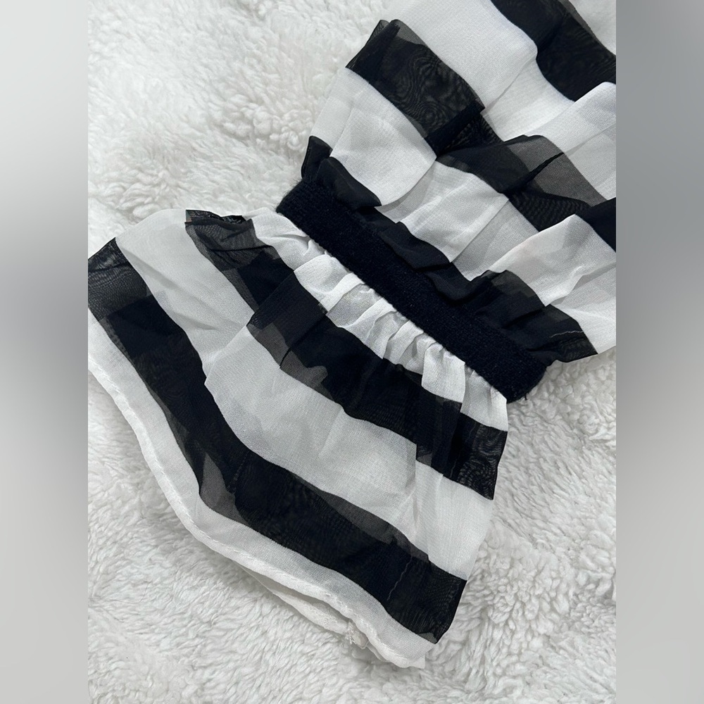 Maeve by Anthropologie Black and White Striped Sleeve sweater Top XSP - Picture 8 of 10